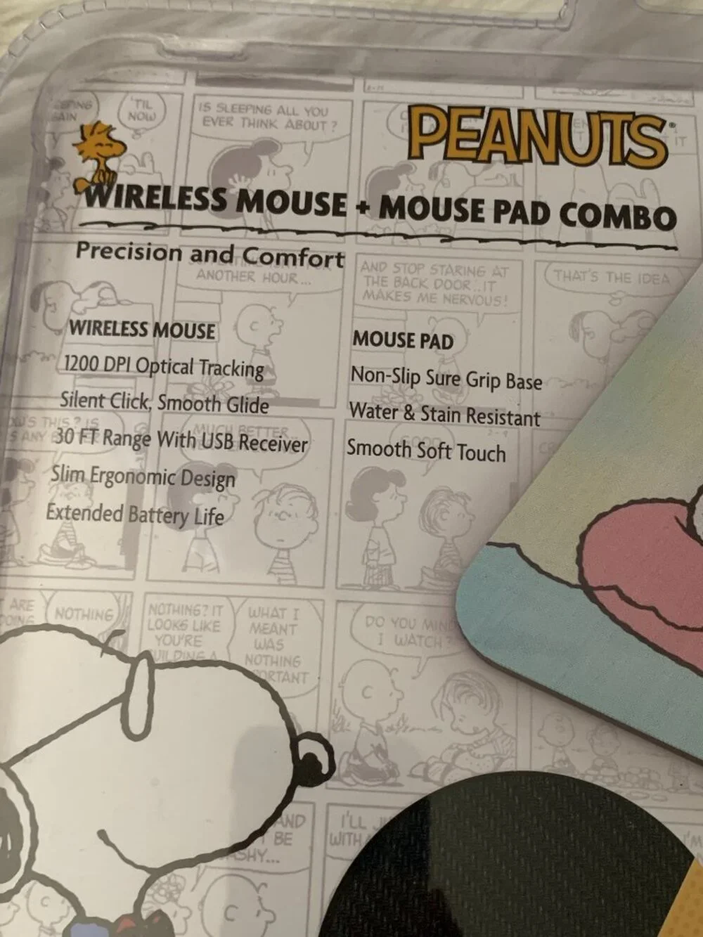 PEANUTS Snoopy & Woodstock Chilling on the Beach Wireless Mouse & Mouse Pad Set